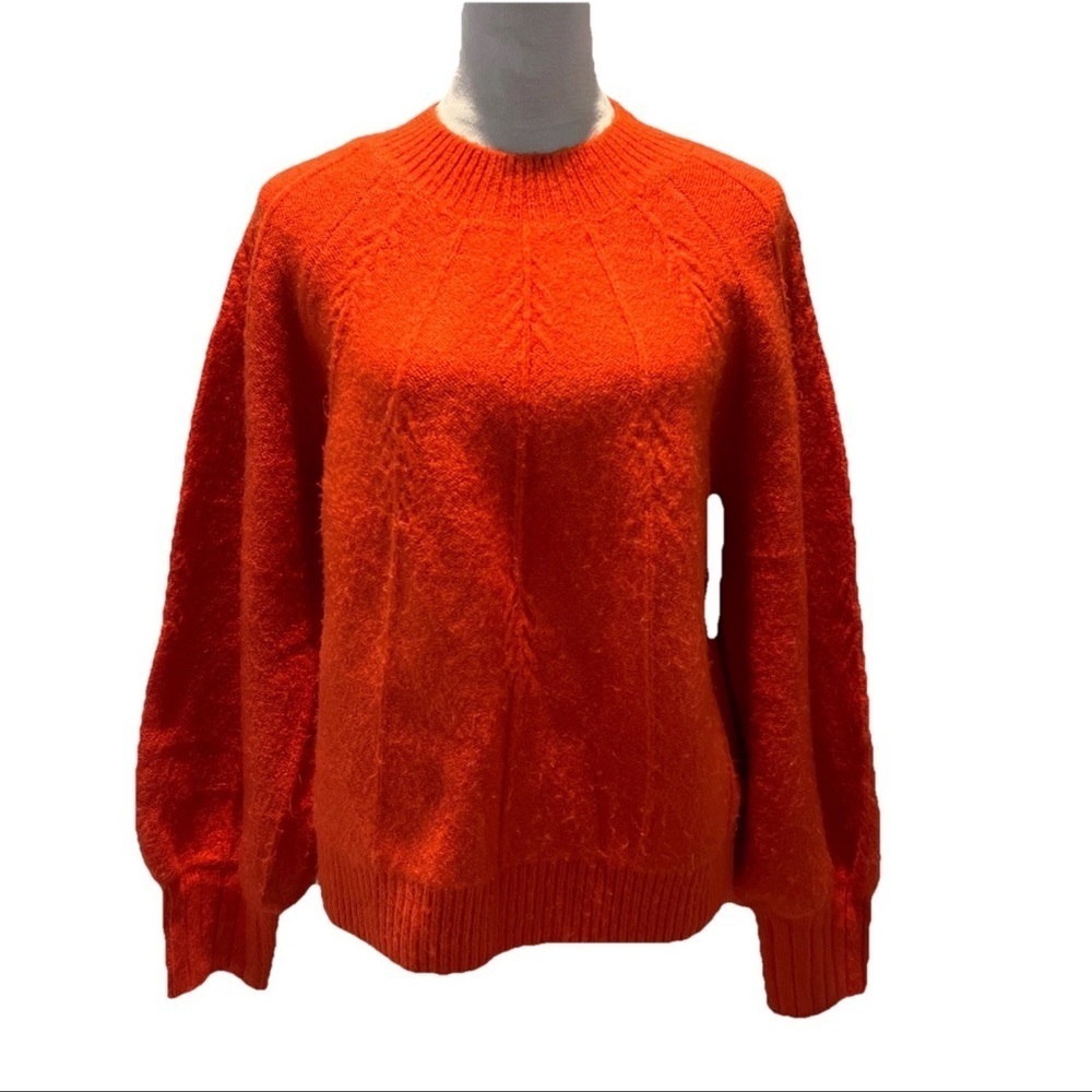 Lush Orange Women’s Sweater L Bishop Sleeves Boho Chic Modern Elegance Fireside
